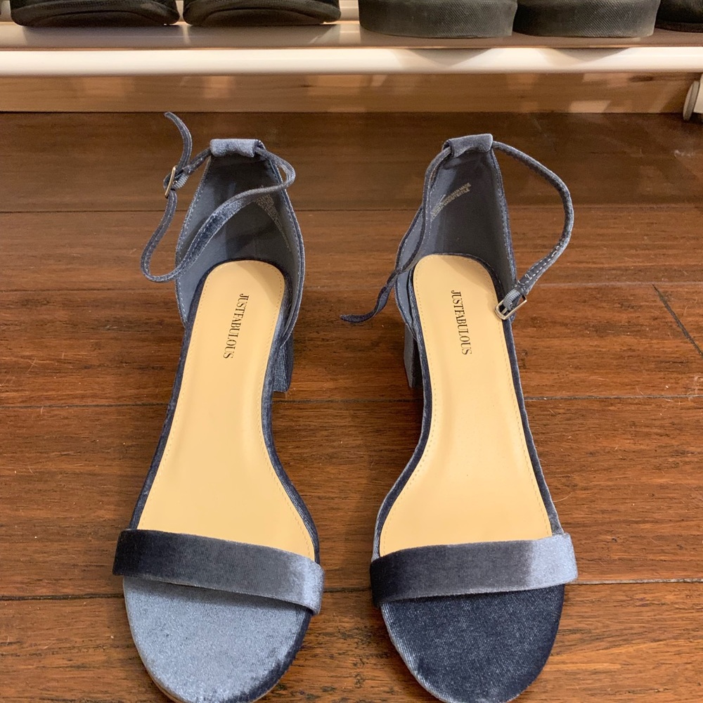 Blue velvet heels
